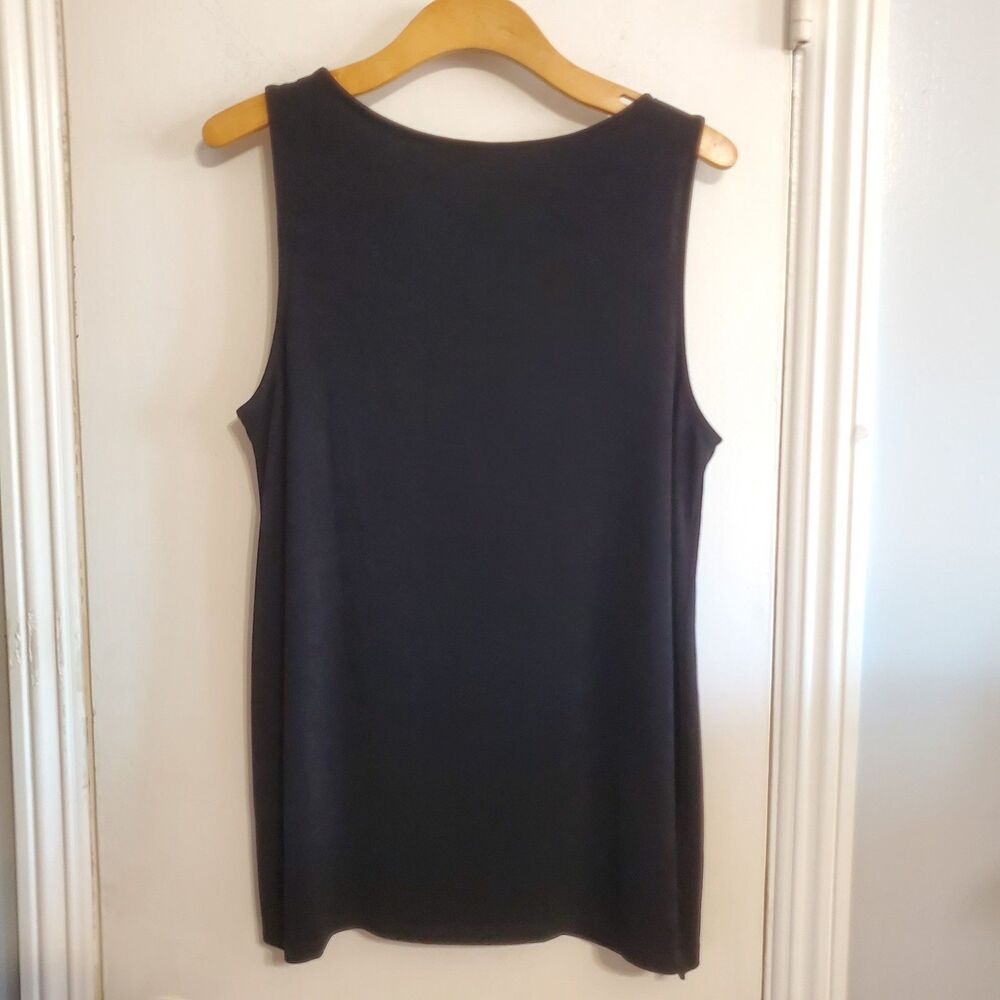Chicos Travelers Black Slinky ribbed Tank Top Size 2 12/14 Classic Minimal casua - Picture 5 of 10